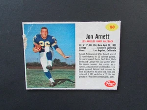 1962 Post Cereal Football Hand Cut Card #160 Jon Arnett L2 - Picture 1 of 3