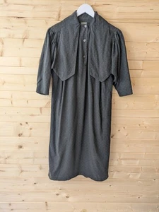 Vintage 90's Kenzo Paris Dot Collared Button Boxey Lagenlook Long Dress Medium - Picture 1 of 12