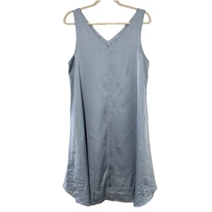 Vestido Eileen Fisher Talla M Gris Seda Cuello en V Sin Mangas Fluido Vacaciones de Verano - Imagen 1 de 7