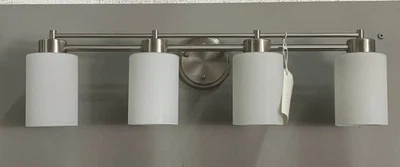 Lámpara de tocador moderna de 4 luces - vidrio blanco grabado - níquel cepillado Foto 1 de 4