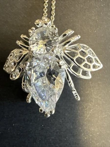 JOAN RIVERS TEARDROP CLEAR CRYSTAL HOPE BEE PIN FILIGREE PENDANT/NECKLACE - Picture 1 of 7