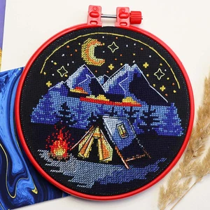 Abris Art Around the Campfire Hoop Counted Cross-Stitch Kit - Picture 1 of 1
