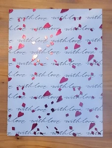 Vtg Valentine's Gift Wrap "With Love" Hearts Wrapping Paper One Uncut Sheet - Picture 1 of 3