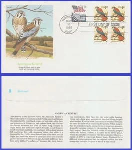 USA6 #2477 U/A Fleetwood FDC BL4 American Kestrel con signo de centavo - Imagen 1 de 1