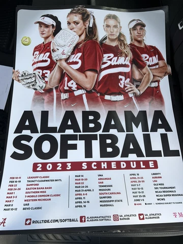 2023 Alabama Crimson Tide Softball Team Issued Poster - NICE Montana Fotus Cover