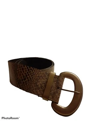 Chico's Talla M Cuero Pitón Hebilla Grande Cintura Cadera Cinturón Ancho Hippie Western 48" Foto 1 de 4