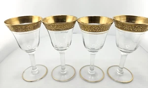 (4) Glastonbury-Lotus Minton Gold Rim Cordials/Sherry - Picture 1 of 5