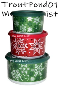 Juego de 3 latas de Navidad Tupperware lugar de nieve navideña como techo diseño - Imagen 1 de 3