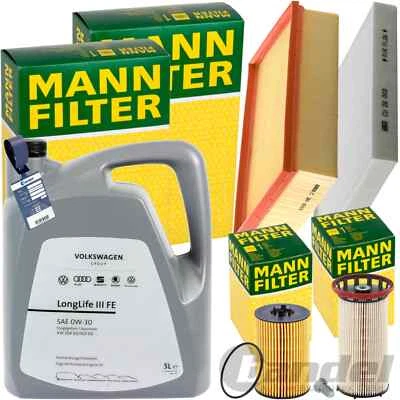 MANN-FILTER MANN INSPEKTIONSPAKET+5L ORIGINAL 0W-30 ÖL passend für AUDI A3 8V VW GOLF 7 TDI