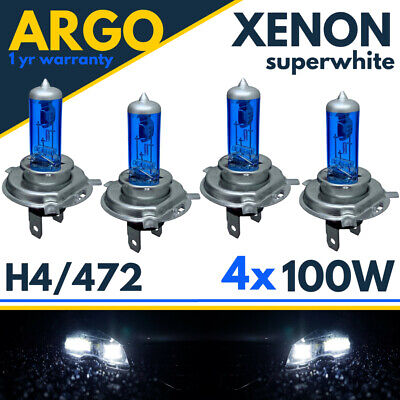 H4 Super White Xenon Headlight Bulbs P43t 472 Hid Car Headlamp Light Bulb 12v 4x • 11.10€