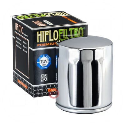HIFLO CHROME OIL FILTER HARLEY DAVIDSON FLHX Street Glide 2007 2008 2009 2010 - Image 1 of 4