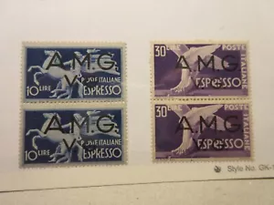 ITALY A.M.G. V.G. Scott 1LNE1-1LNE2, PAIRS, MINT HINGED Cat $25 - Picture 1 of 1