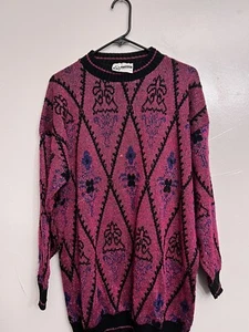 Vintage Distinctly Different Sweater Womens 20w Pink Knit Pullover Sparkly 80s - Picture 1 of 11