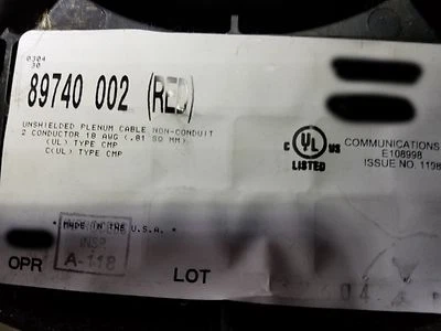 Belden 89740 18/1P Twist Pair FEP/FEP Plenum Audio/Control Cable CMP Red /10ft - Image 1 of 4