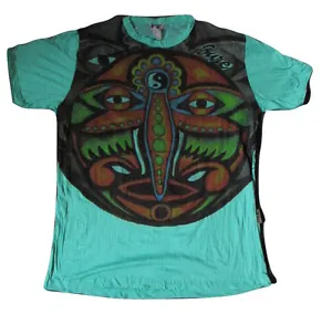 Mens Mirror T Shirt Shiva Hindu Boho Colourful Peace Trippy Hippy Rare Cotton L - Picture 1 of 4