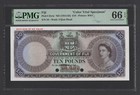 Fiji 10 Pounds Nd(1954-65) P55cts "Color Trial Specimen" Unc Grade 66 Top Pop