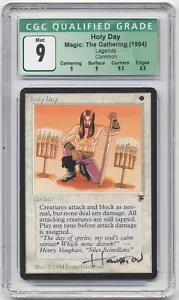 Graded Signed Holy Day CGC 9 MINT w/9.5 Legends Artist Justin Hampton MTG Magic! - Picture 1 of 2