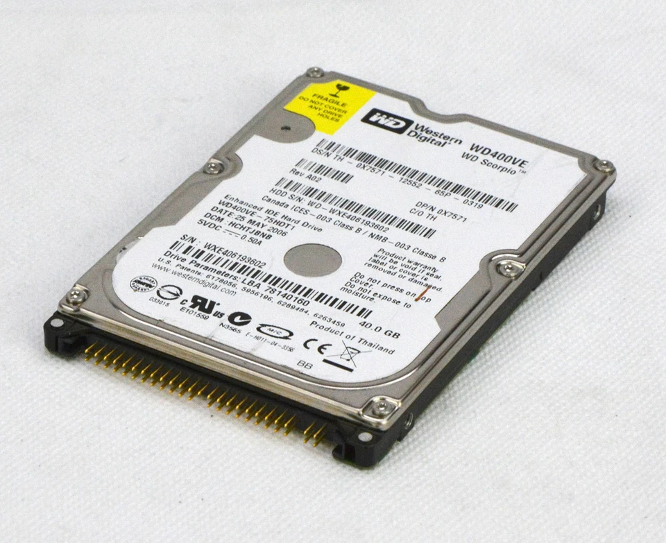 40GB 2.5" 6.35 cm HDD Hard Drive Western Digital WD400VE Scorpio IDE PATA #O83 - Image 1 of 1