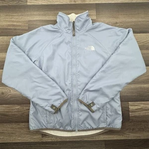 The North Face Jacket Adult S Blue Sherpa Fleece Logo Womens Full Zip - Picture 1 of 8