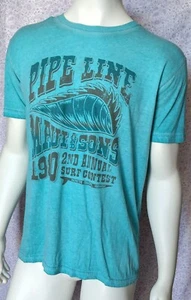 Pipeline Maui & Sons 1980 Second Annual Surf Contest, Turquoise, Tee Men's Large - Picture 1 of 4