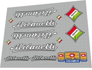 MILANETTI 1980s FRAME DECAL SET WHITE / BLACK OUTLINE - Bild 1 von 1