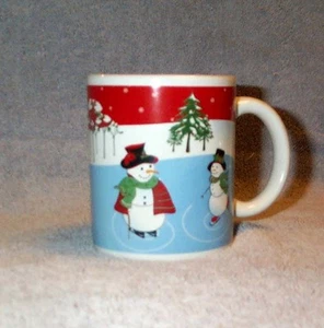 Ice Skating Snowman Mug, Trisa, Christmas Holiday Winter, Snowmen, Colorful - Picture 1 of 2