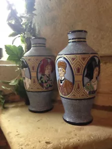 Paire de vases Imperial Amphora Emile Laget émaux cloisonnés années 30 Art Déco - Picture 1 of 9