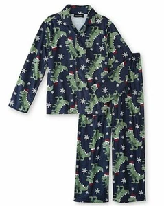 Joe Boxer Boys' Christmas Holiday Dinosaur T-Rex Santa Hat Pajama Sleepwear Set - Picture 1 of 6