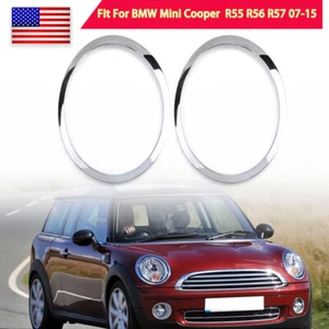 1 par de cubiertas de bisel de anillo de ajuste de faros cromados para Mini Cooper R55 R56 2007-2015 - Imagen 1 de 8