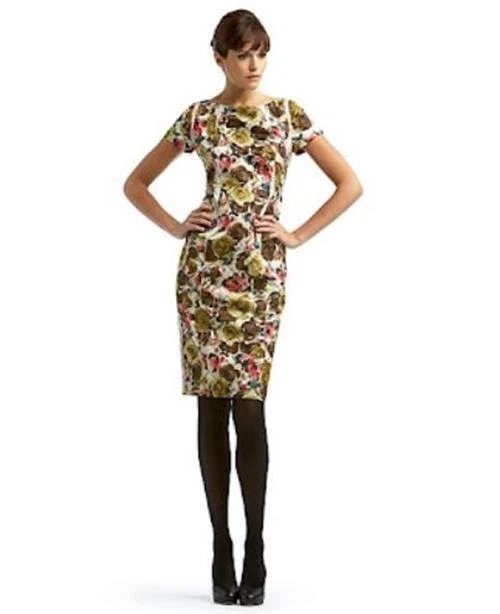 Vestido Vaina THAKOON Inside-Out Estampado Rosa Seda ASO Michelle Obama Talla 2 Foto 1 de 4