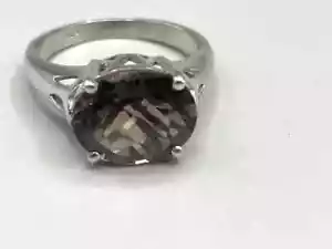 Anello Argento Sterling Quarzo Fumoso Taglia 6,25 Pietra Preziosa 925 #283 - Foto 1 di 5