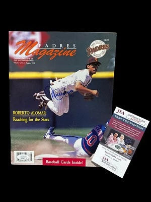 ROBERTO ALOMAR SIGNED AUTOGRAPH 1997 SAN DIEGO PADRES MAGAZINE JSA  AZ83607 - Image 1 of 3