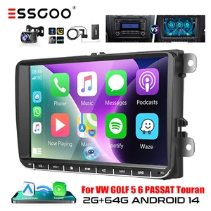 2+64G Carplay DAB+ Android 14 Autoradio GPS RDS Für VW GOLF 5 6 Touran Passat 6R - Bild 1 von 14