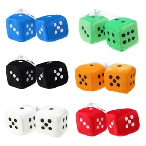 1 Pair Fuzzy Dice Dots Rear View Mirror Hanger Decoration Car Styling Accessorie - Picture 1 of 20