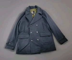 Todd Snyder New Italian Wool Cashmere Pea Coat size XL Navy Blue Double Breasted - Picture 1 of 14