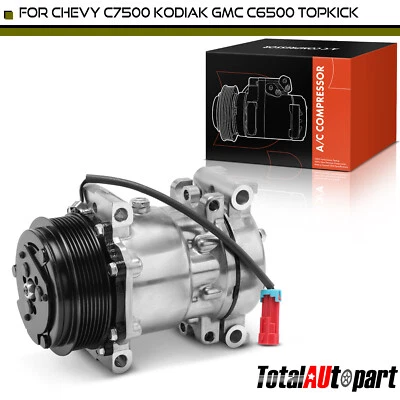 Compresor de aire acondicionado con polea de 7 ranuras para Chevy C7500 Kodiak C8500 GMC C7500 Topkic Foto 1 de 4