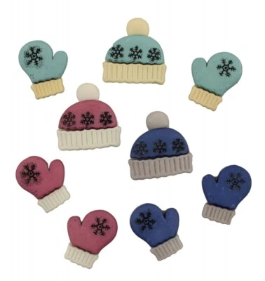 Winter Woolies 4135 - Buttons Galore - Christmas Hat Gloves - Craft Sewing Scrap - Image 1 of 2