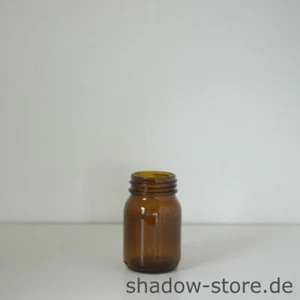 Apothekerglas, Vorratsglas, Weithalsflasche, 75 ml, GL40, braun, inkl. Deckel - Bild 1 von 4