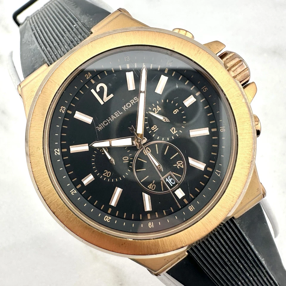 Michael Kors Oversized Dylan Rose Gold-Tone Silicone Watch MK8184 - New Battery - Image 1 of 4