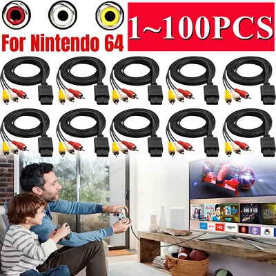 N64 SNES Gamecube RCA AV TV Audio Video Stereo Cable Cord For Nintendo 64 LOT - Image 1 of 4