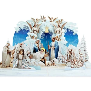 Frohe Weihnachten tolle 3D Pop-Up Grußkarte Die religiöse Weihnachtskrippe - Bild 1 von 6