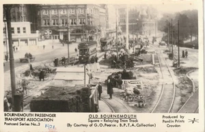 Relaying Tram Tracks Bournemouth Square 1921 Pamlin Prints repro photo postcard - Picture 1 of 1