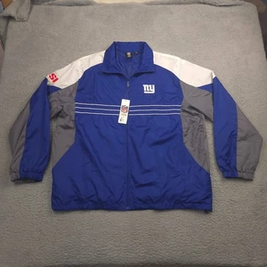 Giacca a vento Reebok NFL Giants uomo XL blu grigio bianco full zip nuova con etichetta vintage - Foto 1 di 14