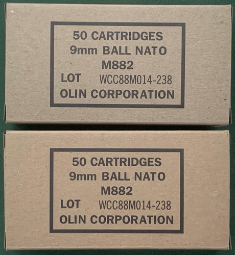 OLIN / WCC 9 MM M882 BALL NATO PRE - GULF WAR NEW REPLICA 50 ROUND AMMO ...