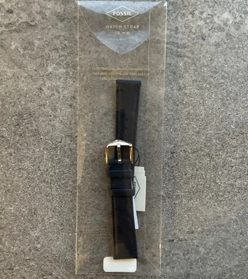 Brand New Fossil Navy Blue Leather 18mm Watch Strap Rose Gold Tone Buckle A20 - Image 1 of 4