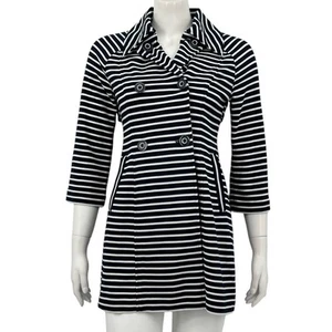 Cabi Jacket Women XS Maritime Trench Coat Midnight Stripe Nautical Sailor Preppy - Picture 1 of 9