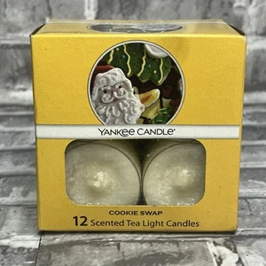 NEW Yankee Candle Cookie Swap 12 Scented Tea Light Candles Christmas - Picture 1 of 4
