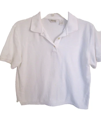 Ping Collection Women’s M Petite Golf Polo Shirt Short Slv White Collar EUC - Imagem 1 de 4