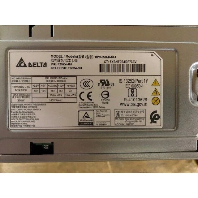 Delta DPS-350AB-40A 350W ATX Power Supply P21654-101 P22004-001 100-240V - Image 1 of 3