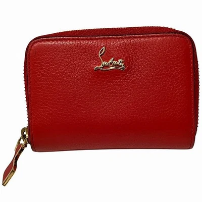 Christian Louboutin Estuche de Monedas de Cuero Rojo y Dorado para Mujer Envío Gratis [Usado] Foto 1 de 4